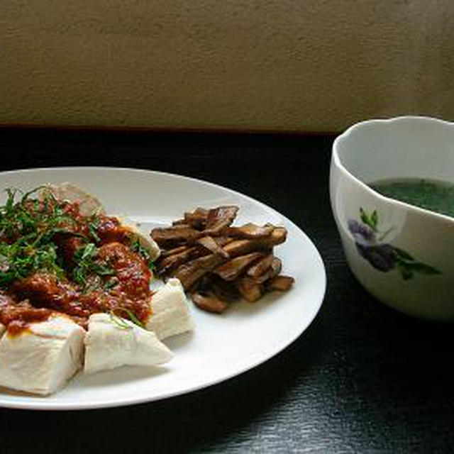 口水鶏（よだれ鶏）風　ササミ茹で