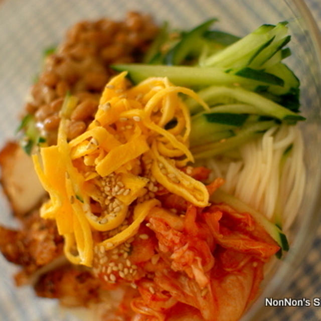 韓国風とろとろそうめん～納豆のっけで栄養満点～