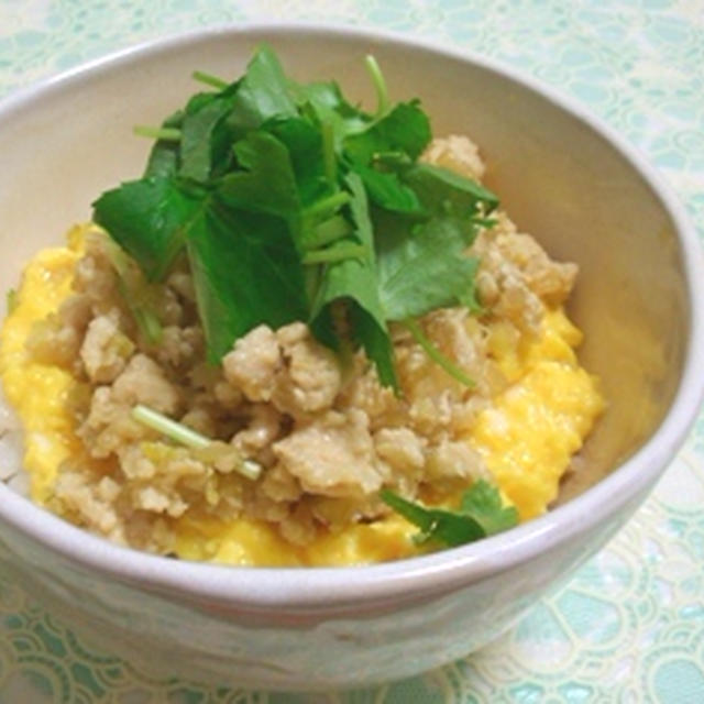 我が家の定番になりました♪しっとり鶏そぼろ丼★