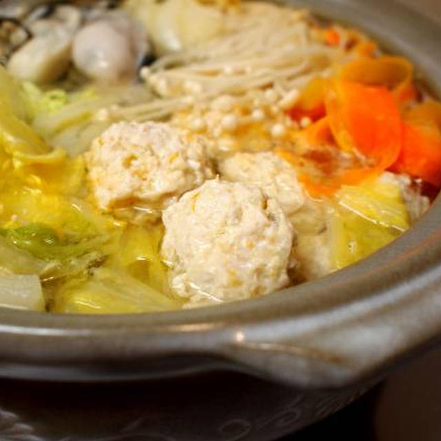 柚子風味☆牡蠣と肉団子の白菜鍋。