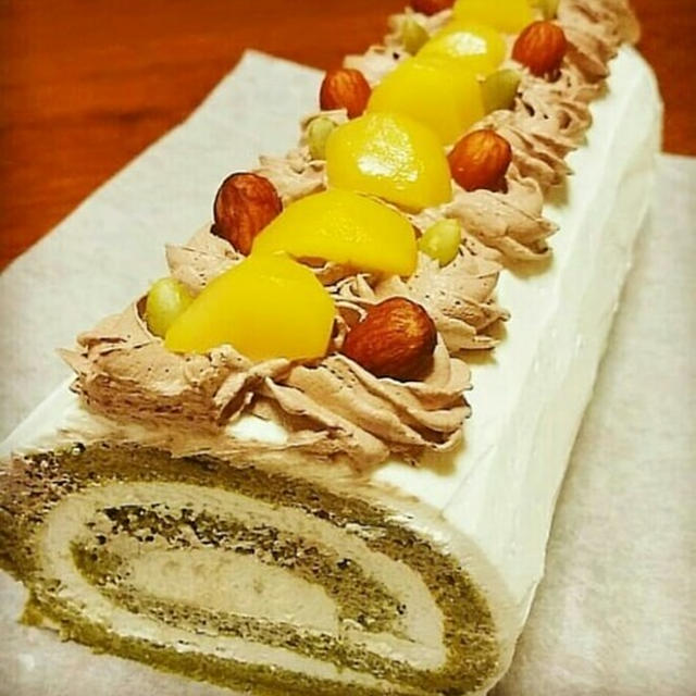 豆腐でふんわり♡抹茶シフォンロールケーキ（ノンオイル）