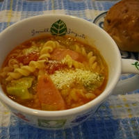 早ゆでクルルのミネストローネ風