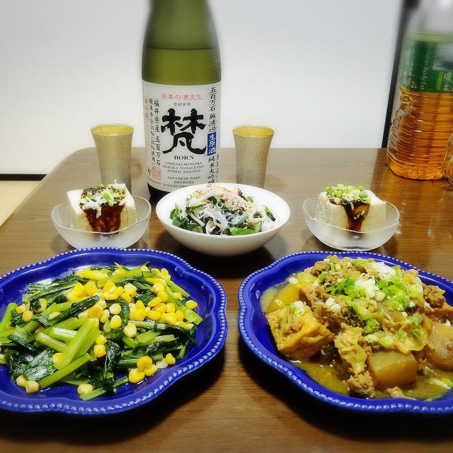 【家飲み/日本酒】 梵 純米大吟醸 五百万石 無濾過生原酒　＊ 冬瓜と厚揚げのそぼろカレー煮