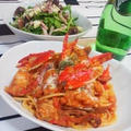 ◆渡り蟹のスパゲティ＆水菜サラダ◆