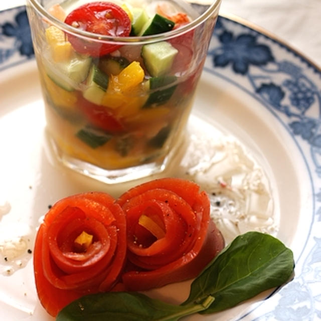 ■エビと夏野菜のポン酢ゼリー寄せ■涼しげ(・∀・)