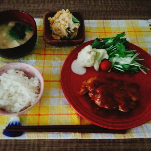 ガリバタ醤油チキンステーキ夕食&今日のランチ