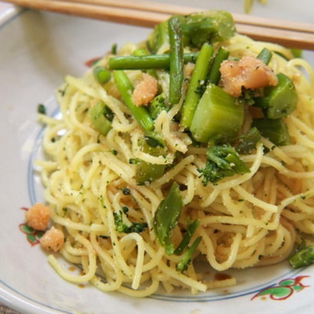 【たらことニンニクの芽の焼きそばのレシピ】