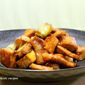 豚ロース肉と白葱のピリ甘辛炒め＆「飛竜頭（ひろうす）のふっくら煮」