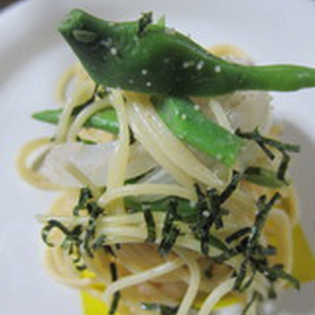 「モロッコ豆と玉葱のたらこパスタ」