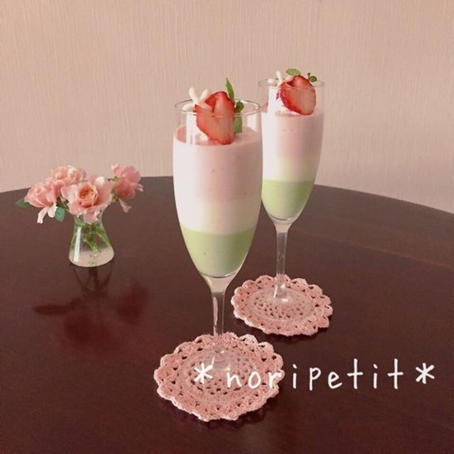 火を使わず簡単おひな祭りレアチーズ♡とチョコペンのお花♪