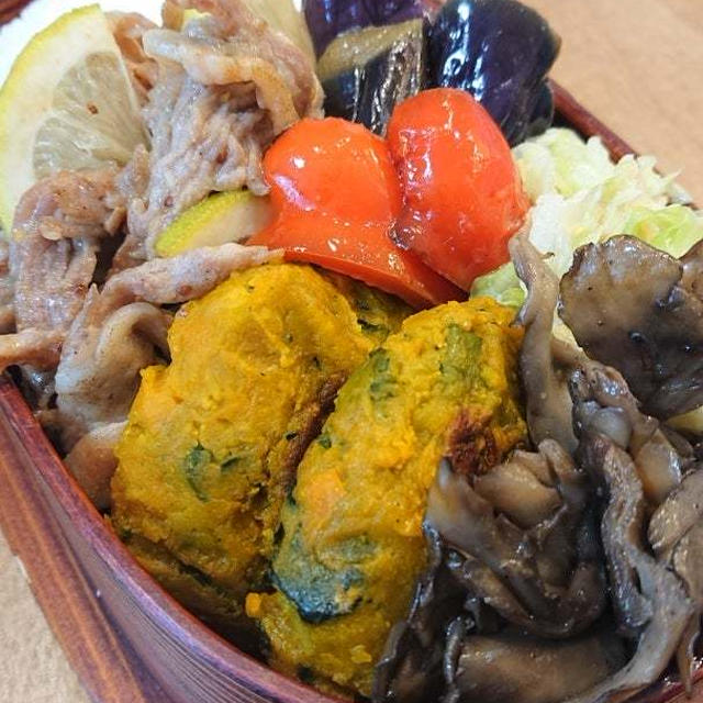 メイプルシロップで豚肉の弁当