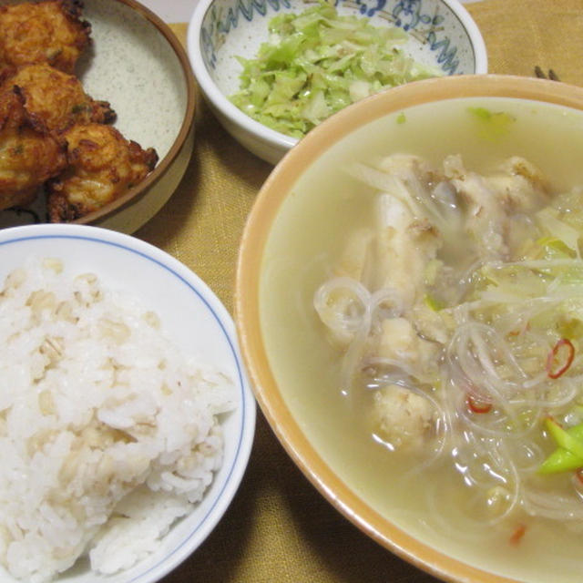 昨日の夕飯(12/1)：豚足と春雨のスープ煮他