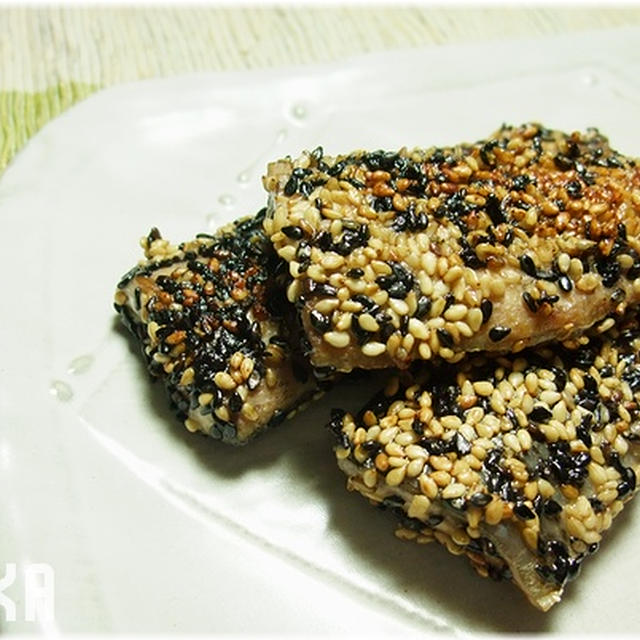 簡単■ こんがりプチプチ 【サンマのゴマ焼き】■ぅまっ(ﾟﾛﾟ；)