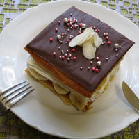 簡単♡手作りスポンジでチョコバナナサンドケーキ♪
