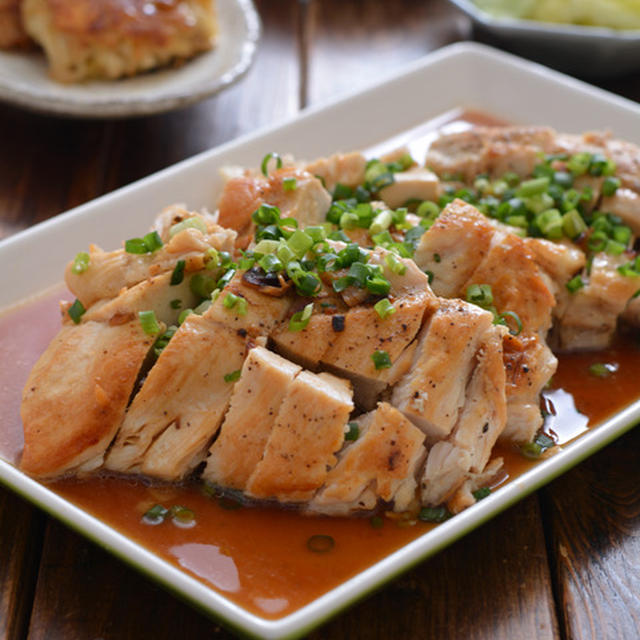 鶏むね肉でスチームソテーととえのきで一品の晩ごはん。