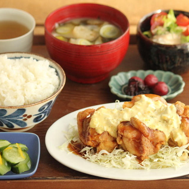 チキン南蛮と簡単小鉢でごまかすがっつり献立