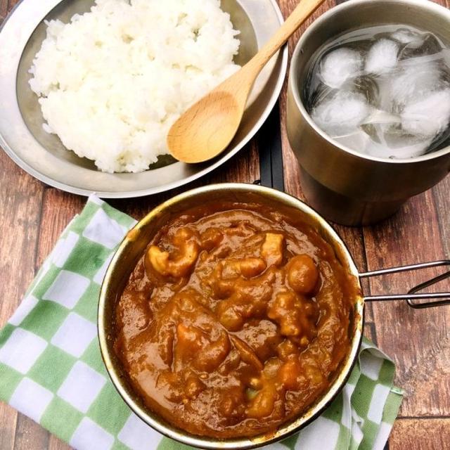 シェラカップで、普通のチキンカレー