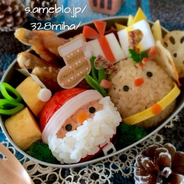サンタとトナカイのコロコロおにぎり♡