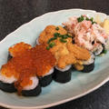 札幌のお土産で「いくらとウニ、蟹がこぼれんばかりの「こぼれ寿司」を作ってみた