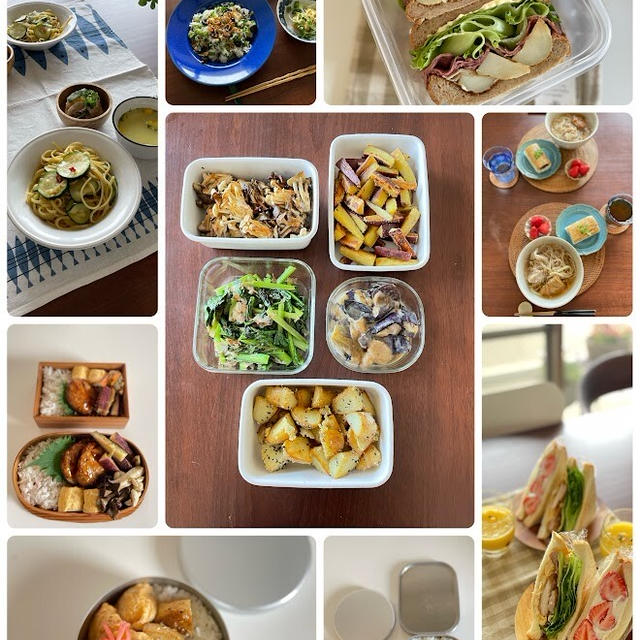 先週1週間のつくりおきおかずと、それを使って作る昼ごはん、晩ごはん、お弁当、尼崎で焼肉も♩