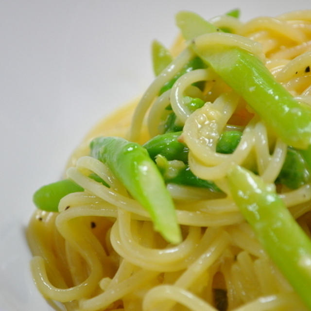 時短パスタ実験＊アスパラカルボナーラ