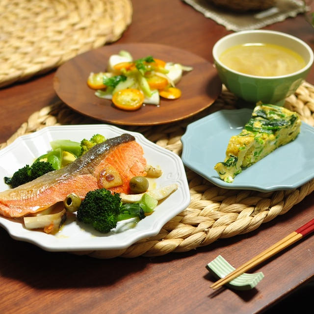 お魚メインの日の洋風晩ごはんの献立