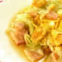キャベツの酢漬けと卵焼きの炒め物