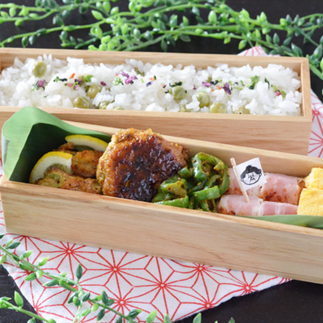 豆ご飯とフェンネル鶏つくねのお弁当＊＊