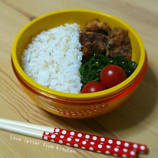 唐揚げ(柚子胡椒風味)のお弁当。