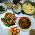 ☆いろいろトッピングカレー＆ぽてマカサラダ＆EM淡路玉ねぎスライス他☆8/23