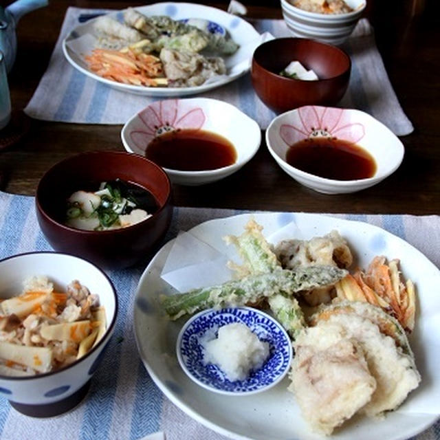 春野菜の天ぷら。晩ごはん。