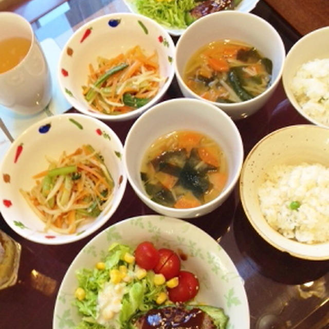 夕飯・ピーマン肉詰め＆ナムル