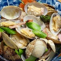 あさりとアスパラベーコンのコンソメ蒸し