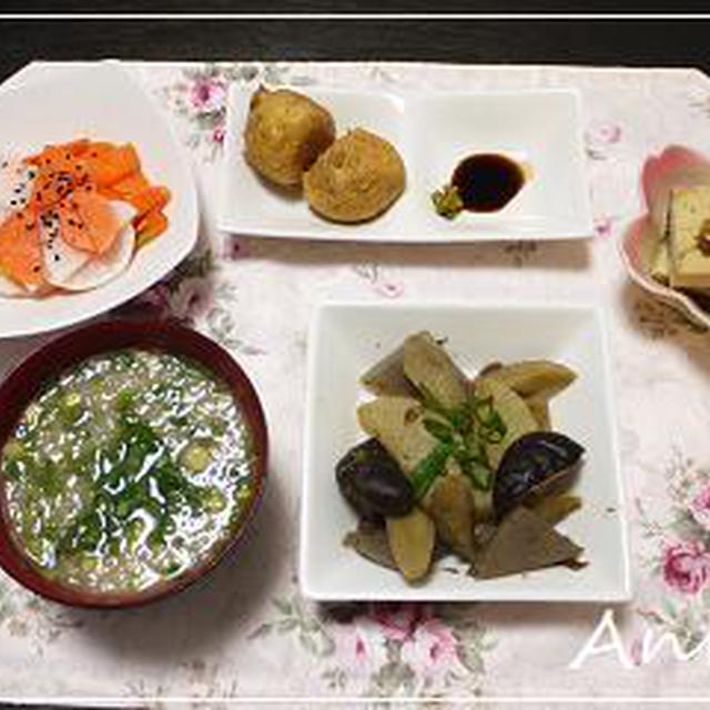 ☆煮物やみぞれ汁の田舎野菜たっぷり夕食☆