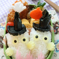 ニョロニョロおばけのハロウィン弁当