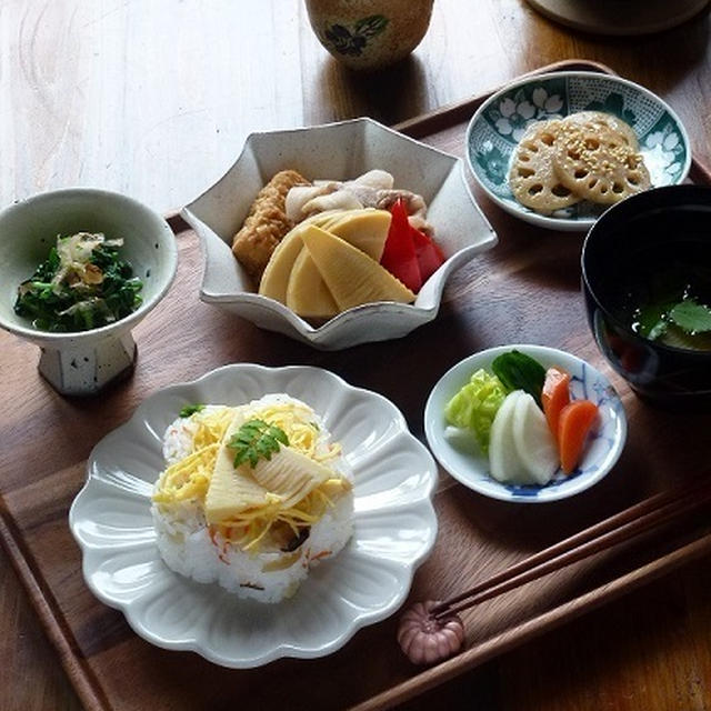 筍のちらし寿司で一汁三菜ごはん♪