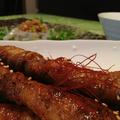 「コチュジャン風味の豚バラロール」と「蒟蒻のキムチ風味生菜」 by イェジンさん