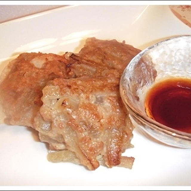 ヤーコンと鶏ひき肉の揚げ焼き