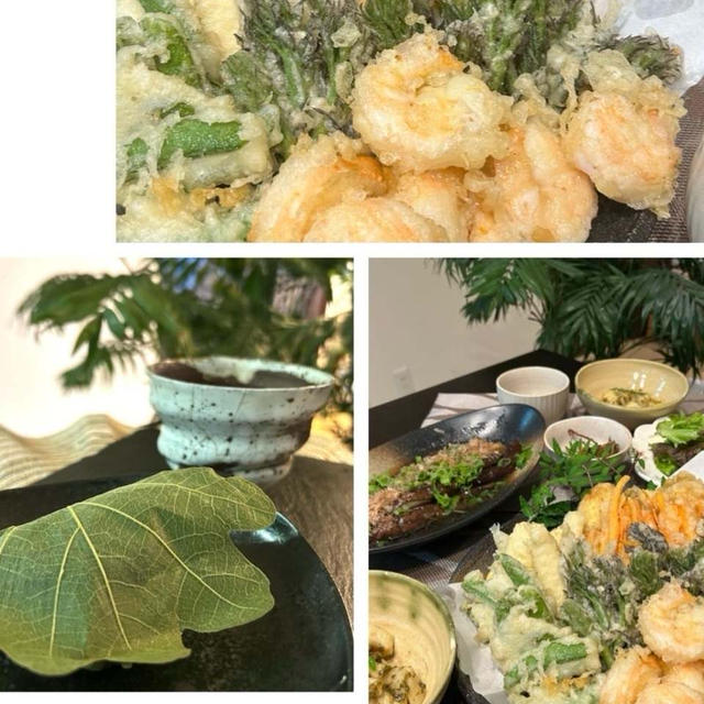 頂き物旬食材は炭酸水でカラっと天ぷらに箸が進みます!!おやつは柏餅でホットひと時です♪♪