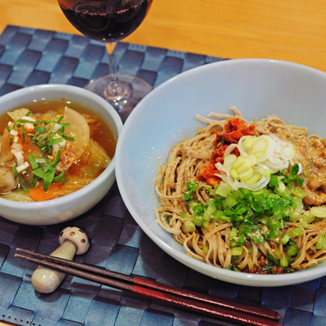 １２月１９日　木曜日　おべんとなし。ぶっかけ蕎麦＆具沢山豚汁（前日の晩ごはん）