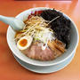 えび塩ラーメン背脂変更多めで啜る 〜黒ばら海苔・味付白髪ネギ・LINEクーポン味付玉子・山岡家〜