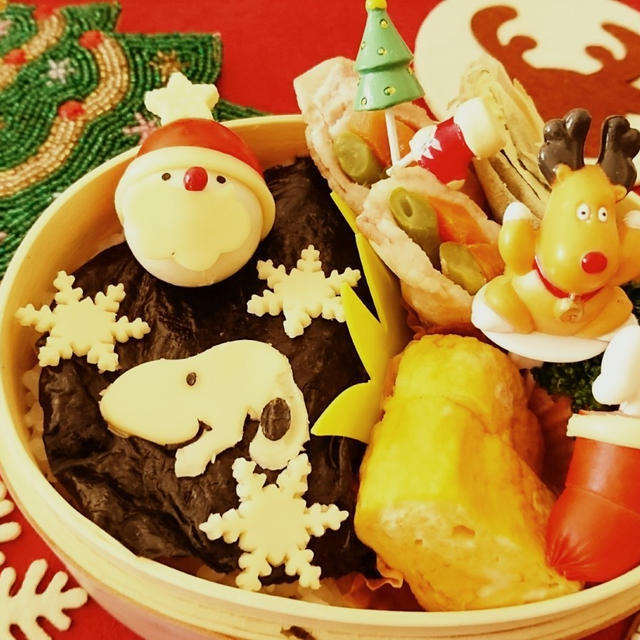 クリスマス弁当海苔弁スヌーピー時間がない時は海苔弁当+スラチー簡単で美味しい#う...