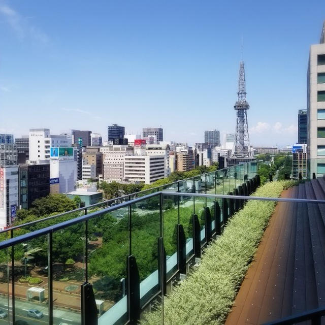 栄の街が一望できる無料スポット☆ 中日ビル屋上広場　【倉式珈琲店】 ほうじ茶かき氷 栄オアシス21店