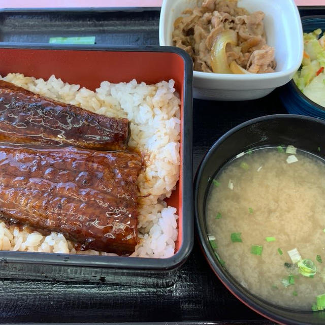 土用丑の日を前に吉野家で鰻重牛小鉢セット食べました。朝食で。