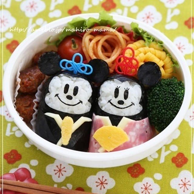 ミッキー＆ミニーのひな祭り弁当＊キャラ弁とサッカーの試合