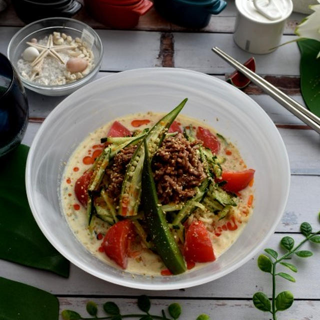 夏は冷やして！～塩ラーメンと豆乳で冷やし担々麺風