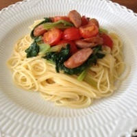 ミニトマト＆小松菜＆ウィンナーのパスタ