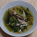 小松菜と椎茸の白だし煮、オクラと長芋の梅酢和え：ひとり居酒屋1日目、その3
