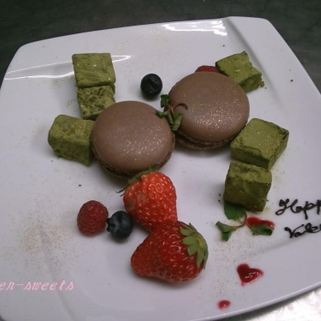 雪のバレンタイン☆抹茶生チョコプレート