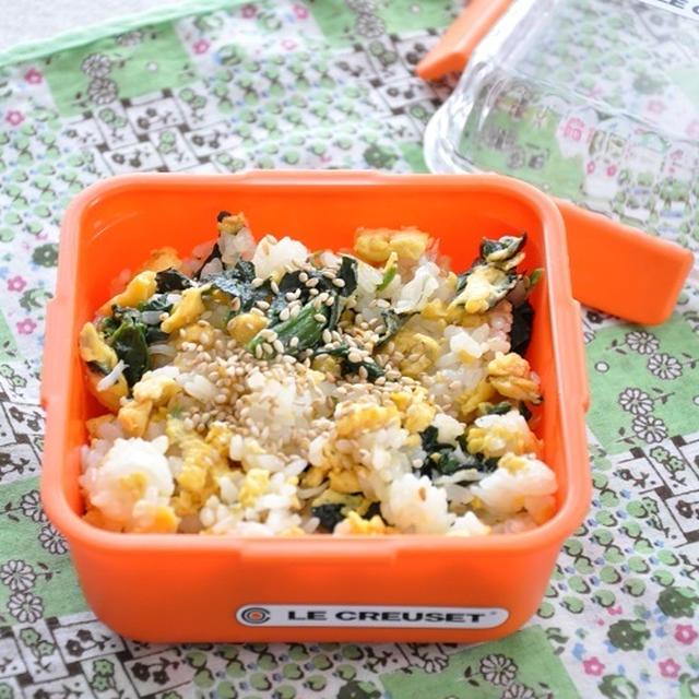 【節約弁当】寒い日はスープで温まる♪”ほうれん草とちりめんのチャーハン”で楽ちんごはんもの弁当